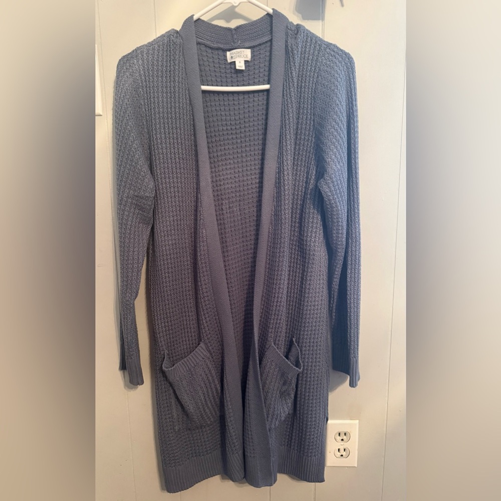 Women's bluish-gray Open-Front Sweater